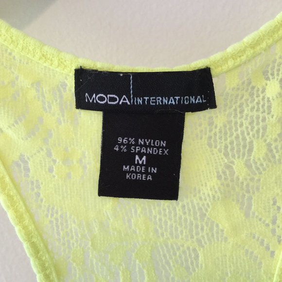 Neon Yellow Stretch Lace Tank - Picture 4 of 4